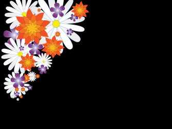 Corner Flowers On Black Powerpoint Templates