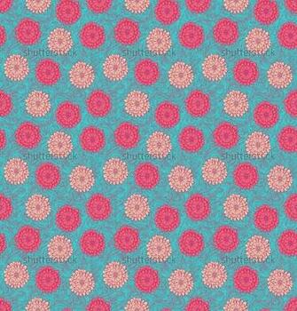 Turquoise And Pink Wallpaper With Chrysanthemums