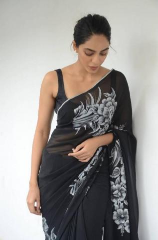 Sobhita Dhulipala In Black Saree At Goodachari Movie Inter