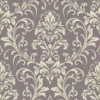 Purple And Grey Feathered Damask Wallpaper Wall Sticker Outlet