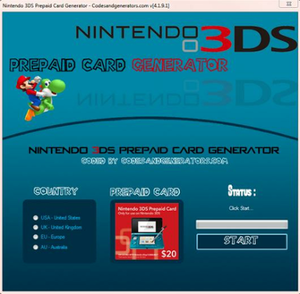 Comnintendo 3ds Prepaid Card Code Generator