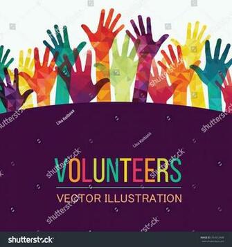 Colorful Up Hands Volunteers Vector Illustration An Association