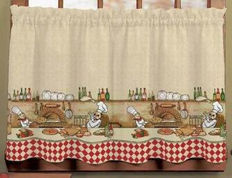 Italian Fat Chef Window Curtain Set Kitchen Valance Tiers