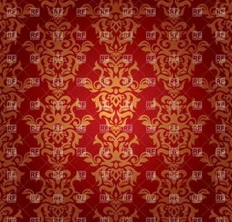 Abstract Red With Gold Damask Wallpaper Royalty Vector