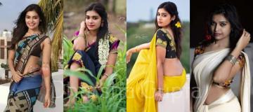 Dharsha Gupta Photos HD Image Stills Saree Photoshoots