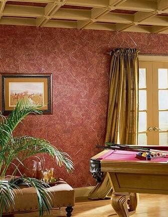 Script Tuscan Red Paper Illusion Faux Finish Wallpaper