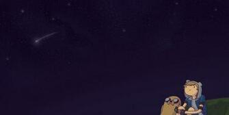 Time Cartoon Night Sky Shooting Stars Scenery HD Wallpaper Desktop