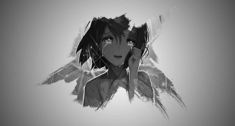 Black And White Anime Girl Crying Landscape Minimalist Wallpaper
