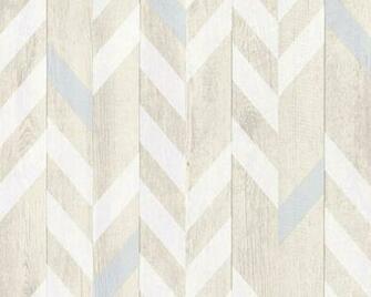 Wallpaper Non Woven Fishbone Pattern Wood White