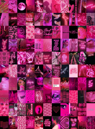 Neon Pink Aesthetic Collage Wallpaper