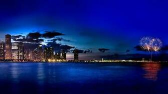 Navy Pier Fireworks From Adler Planetarium In Chicago Illinois