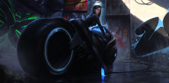 Hot Girl On Tron Bike Artwork Wallpaper HD Artist 4k Image