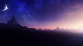 Star Shining Behind A Moon Wallpaper Fantasy