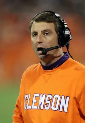 Dabo Swinney Head Coach Of The Clemson Tigers Reacts As