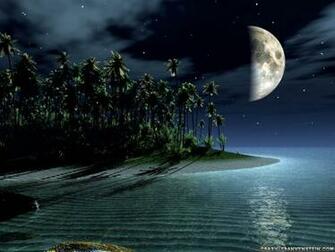 Island And Moon 3d Landscape Computer Screensavers