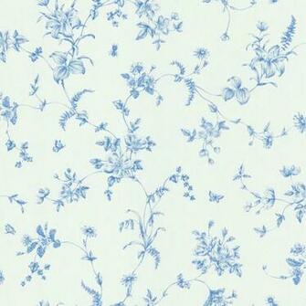 Brewster Blue Floral Trail Wallpaper Contemporary By