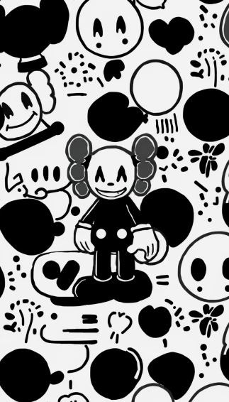 Kaws Black And White Wallpaper