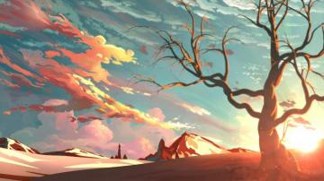Artwork Digital Art Landscape Valley Sunset