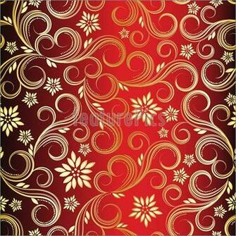 Stock Illustration Floral Red And Gold Background