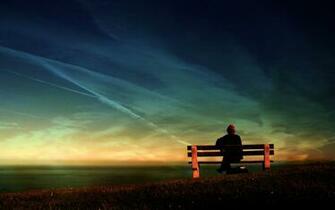 Waiting On The Bench Wallpaper Stock Photos
