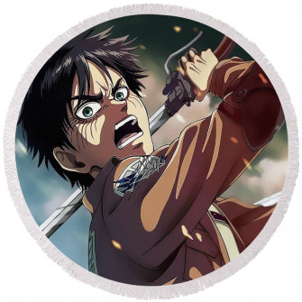 Eren Yeager Round Beach Towel By Scott Cartwright Fine Art