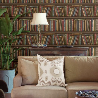 Burgundy Antique Books Wallpaper By Brewster Home Fashions Fab