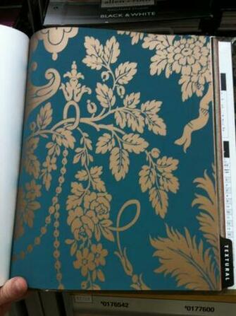 Shand Kydd Metallic Wallpaper Teal Blue With Copper