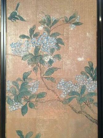 Four Framed Vintage Gracie Chinoiserie Wallpaper Panels Lotus
