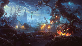 Halloween Town Pumpkin Digital Art 8k Wallpaper