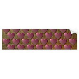 Metallic Gold Wallpaper With Pink Hearts Bumper Sticker