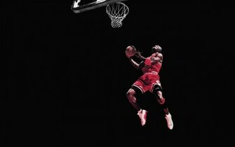 Michael Jordan Chicago Bulls Basketball Jump Black Wallpaper