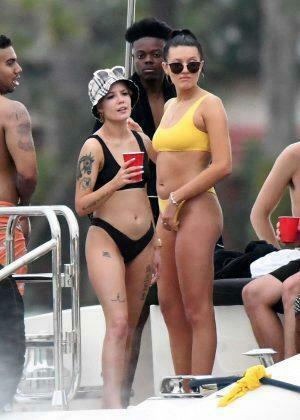Halsey In Black Bikini On A Yacht Miami