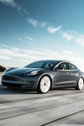 Tesla Model Electric Car Midnight Silver Performance Motion