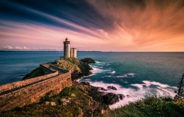 Wallpaper Sea Sunset Coast France Lighthouse Brittany