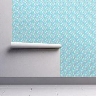 Neon Feathers Turquoise Wallpaper Dreamoutloudart Spoonflower
