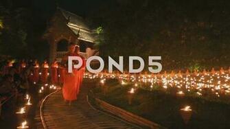 Magha Puja Day Monks Light The Candle For Buddha Chiangmai