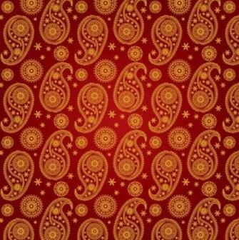 With Orange Indian Elements In Red Background Vector