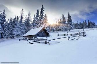 Wallpaper Forest Winter Hut Barn Desktop In