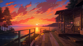 Sunset Over The Beach By Various78
