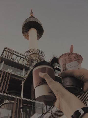 Seoul Korea City Namsantower Coffee Pemandangan Estetika