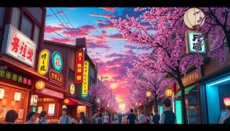 Japanese Anime Street 1080p Wallpaper