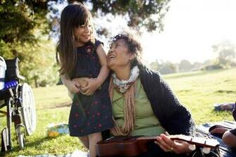 Grandmother And Granddaughter Outside