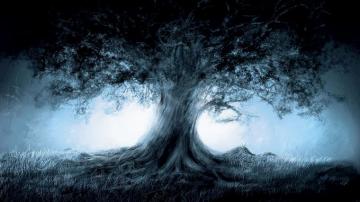 Beautiful Dark Tree Gothic Wallpaper Blue