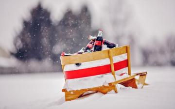 Coca Cola Bottles Drink Sled Winter Wallpaper