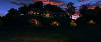 Shire Sunset Clouds Trees Holes Hills Lights Lotr Wallpaper Background