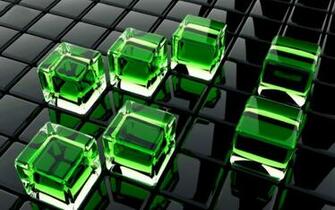 Desktop HD Wallpaper Met Groene En Zwarte Glas Kubussen