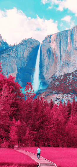 Cool Pathway Near Waterfall 4k Phone Wallpaper