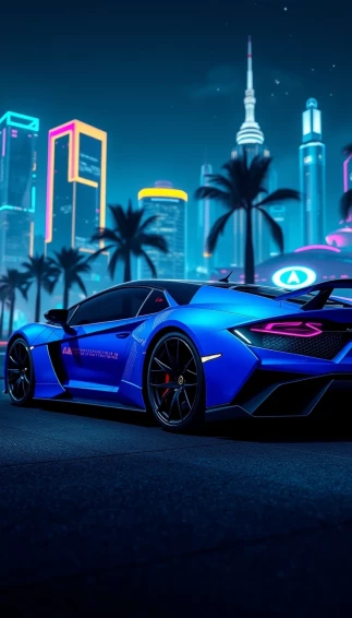 Neon Blue Lamborghini Wallpaper