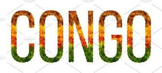 Word Congo Country Is Written With Leaves On A White Insulated