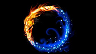 Abstract Vector Colorful Fire Water Black Wallpaper HD